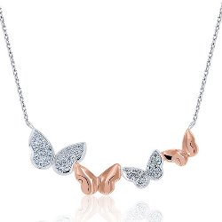 Collier Papillon Argent 925/1000 2 tons
