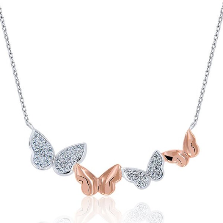 Collier Papillon Argent 925/1000 2 tons