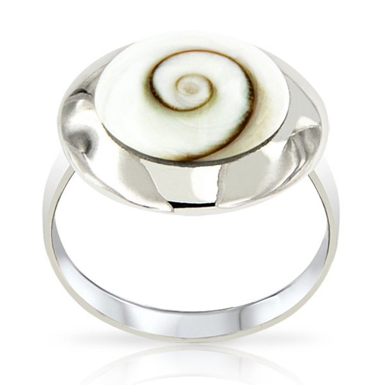 Bague Ronde Argent 925 nacre Oeil de Sainte Lucie