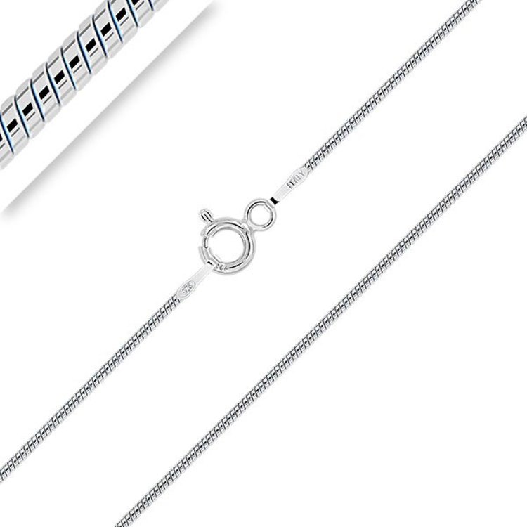 Chaîne Enfant Bébé Maille Serpent 1.2 mm Argent 925/1000 Rhodié 32-34-36-38-40 cm