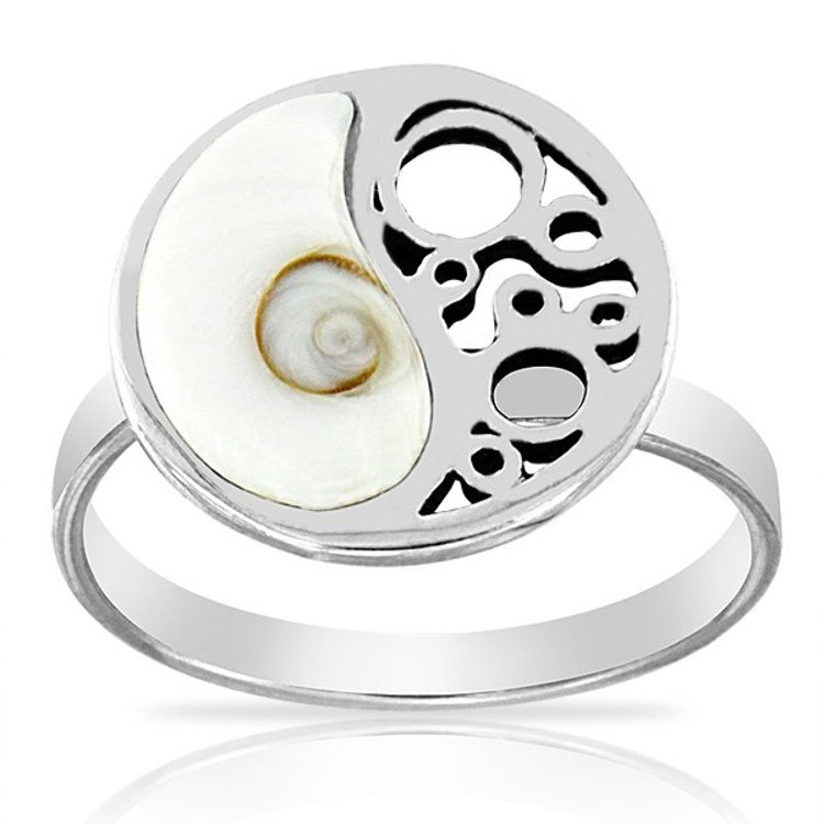 Bague Yin Yang Argent 925/1000 Oeil de Sainte Lucie