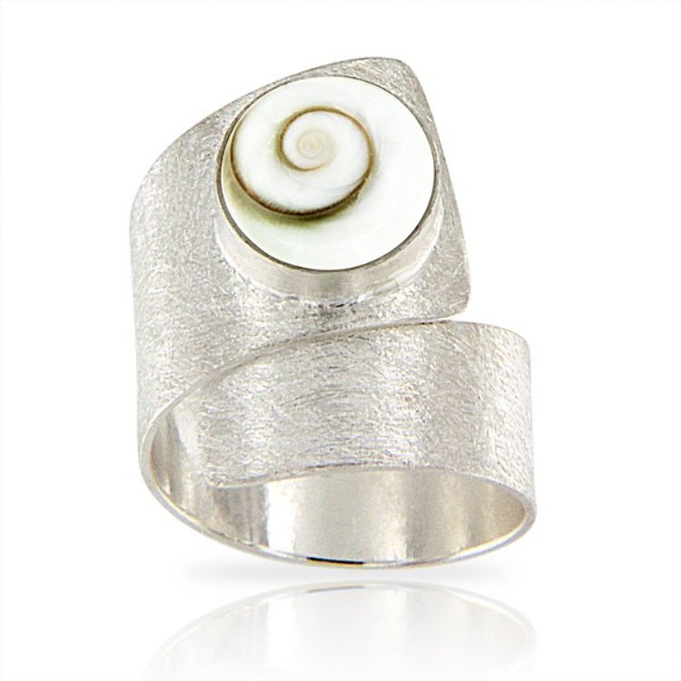 Bague Manchette Argent 925 brossé Oeil de Sainte Lucie