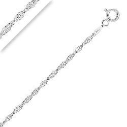 Chaîne de Cheville Maille Singapour 2 mm Argent Rhodié 925 