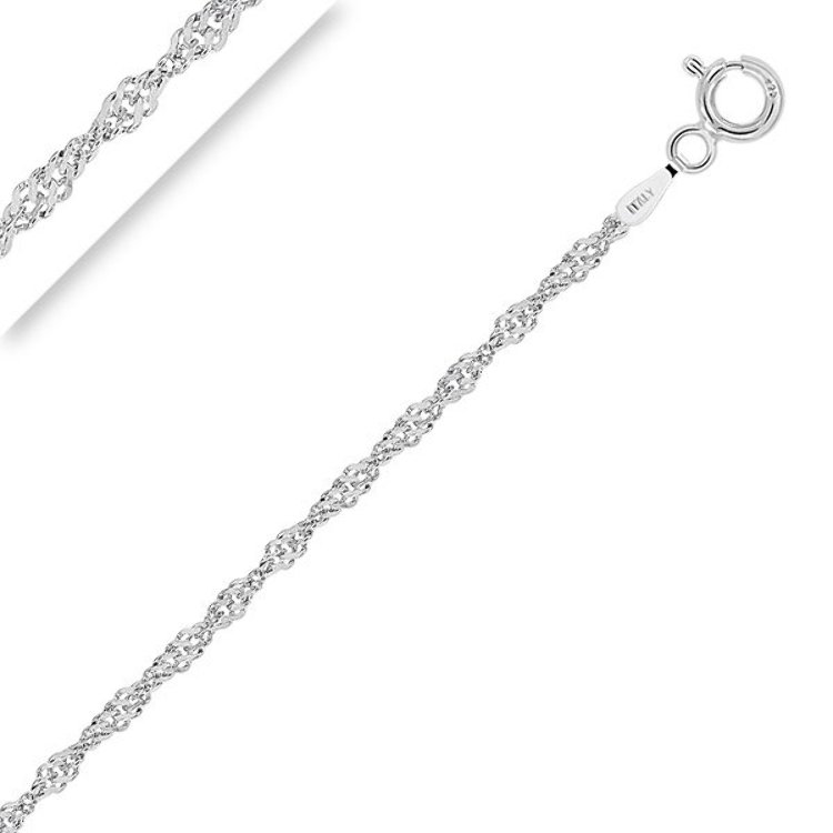 Chaîne de Cheville Maille Singapour 2 mm Argent Rhodié 925 