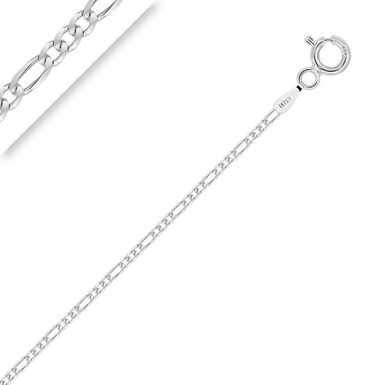 Chaîne de Cheville Figaro (1+3) 1.5 mm Argent Rhodié 925 