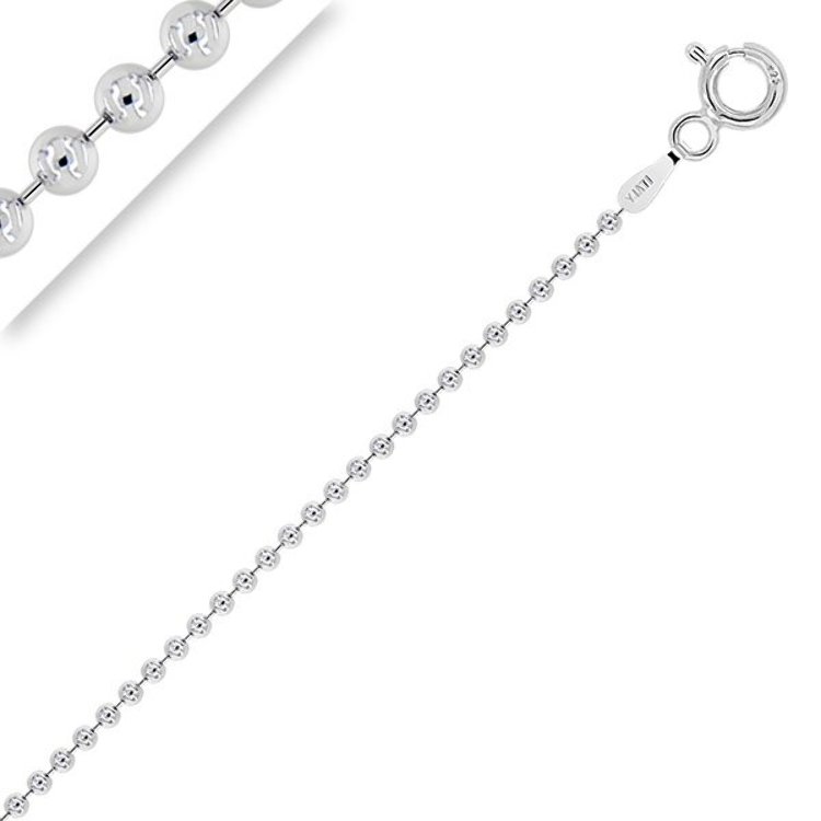 Chaîne de Cheville Maille Boule 1.5 mm Argent Rhodié 925