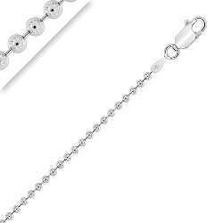 Chaîne de Cheville Maille Boule 1.8 mm Argent Rhodié 925