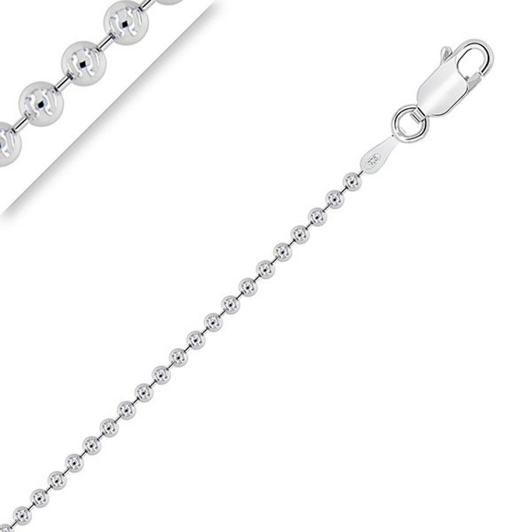 Chaîne de Cheville Maille Boule 1.8 mm Argent Rhodié 925