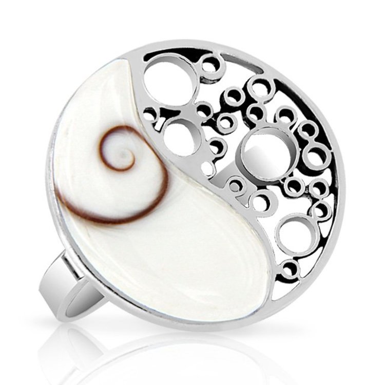 Bague Oeil de Sainte Lucie symbole Yin Yang Argent 925/1000 