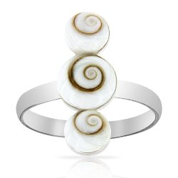 Bague Trio Argent 925/1000 Oeil de Sainte Lucie