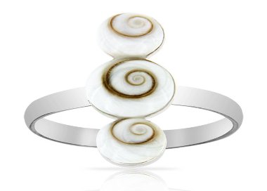 Bague Trio Argent 925/1000 Oeil de Sainte Lucie