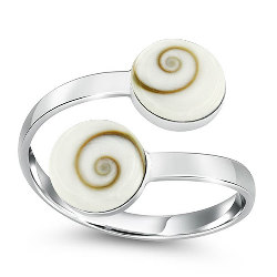 Bague double Oeil de Sainte Lucie Argent 925/1000 Toi et Moi 