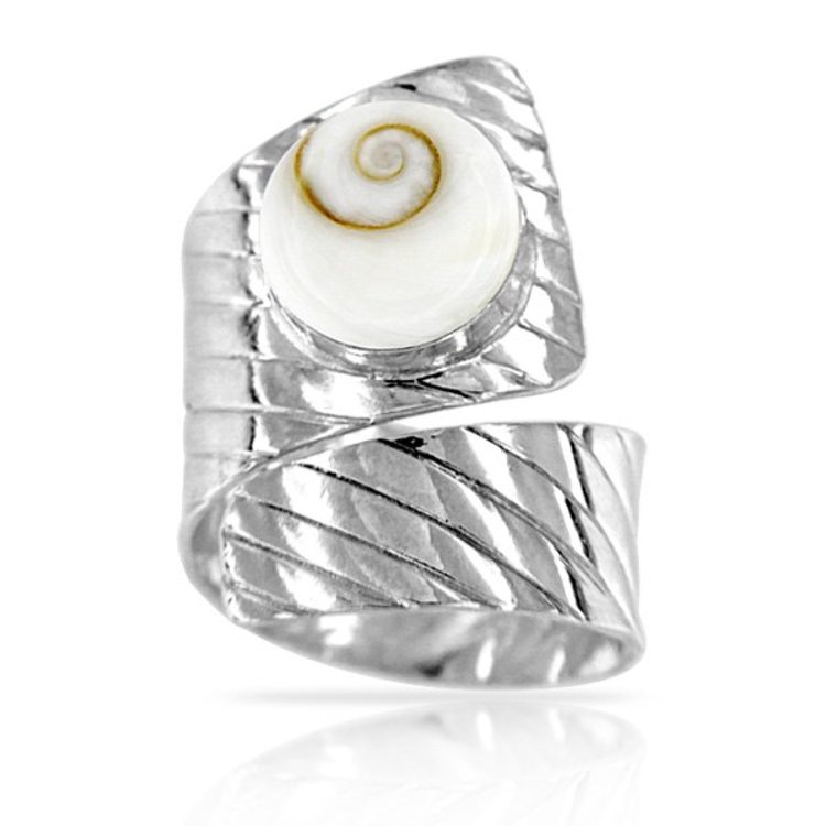 Bague Manchette striée Argent 925 Oeil de Sainte Lucie