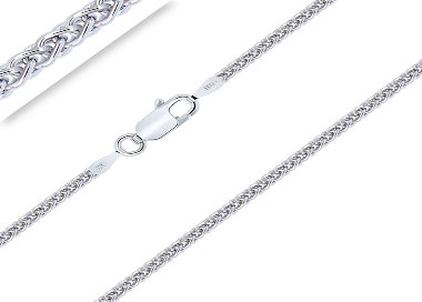 Chaîne Mixte maille Spiga Argent 925 Rhodié 2 mm