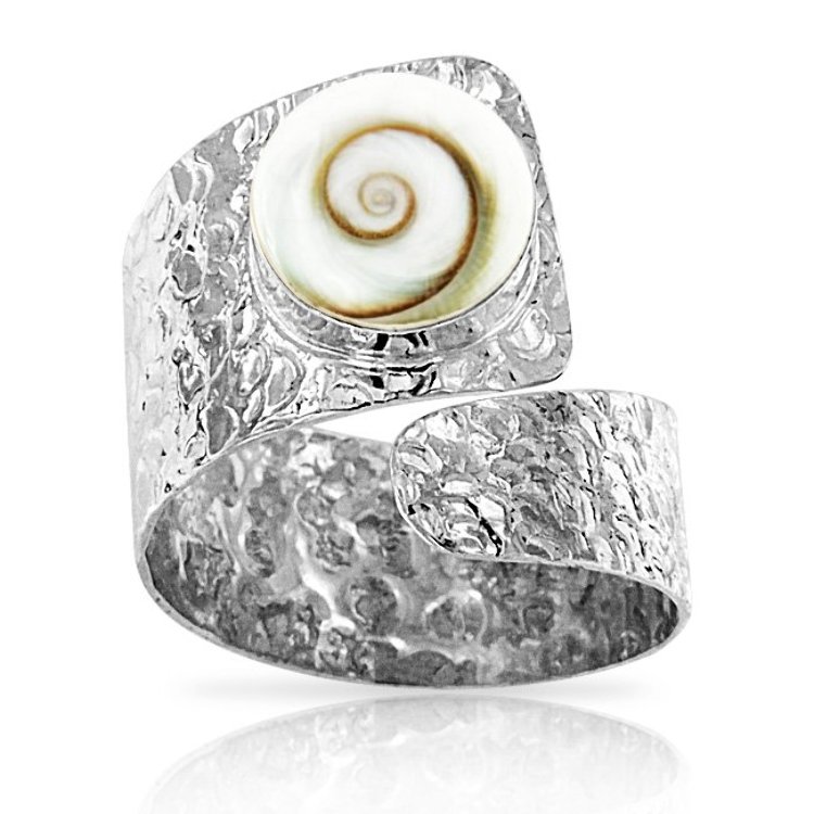 Bague Manchette Argent 925 martelé Oeil de Sainte Lucie