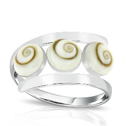 Bague Argent 925/1000 Trois nacres Oeil de Sainte Lucie