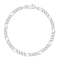 Bracelet en Argent 925 Rhodié Maille Figaro (1+3) 4.2 mm