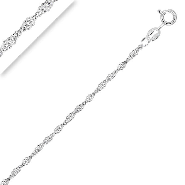 Chaîne de Cheville Maille Singapour 1.4 mm Argent 925 Rhodié 