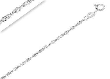 Chaîne de Cheville Maille Singapour 1.4 mm Argent 925 Rhodié 