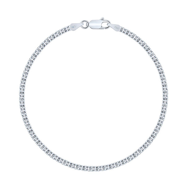 Bracelet Maille Bismarck Diamantée 2.4 mm Argent 925 Rhodié 