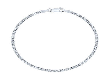 Bracelet Maille Bismarck Diamantée 2.4 mm Argent 925 Rhodié 