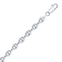 Bracelet Argent 925/1000 Rhodié Maille Grain de Café Creuse 6.2 mm