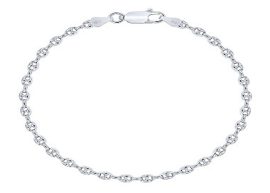 Bracelet Maille Grain de Café 3.2 mm Argent 925 Rhodié 