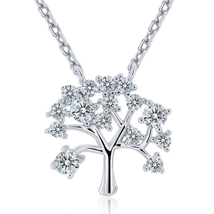 Collier Arbre de Vie Argent 925/1000 Oxydes de Zirconium blancs