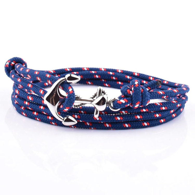 Bracelet Ancre Marine Multirang Nylon et Acier 316 L  