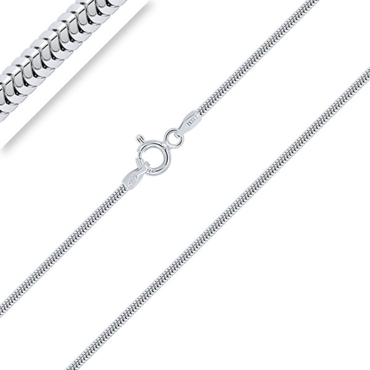 Chaîne Enfant Bébé Maille Serpent allégée 1.2 mm Argent 925/1000 Rhodié