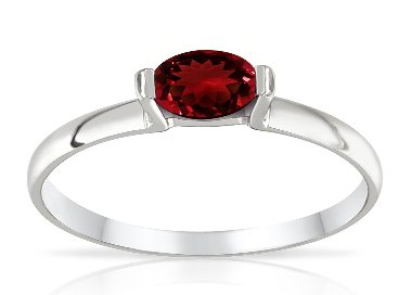 Solitaire Argent Rhodié 925/1000 Grenat