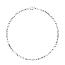 Chaîne de Cheville Argent 925/1000 Rhodié Maille Gourmette