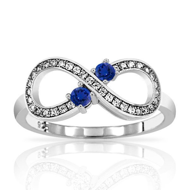 Bague Infini Argent 925/1000 Oxydes de Zirconium bleu outremer