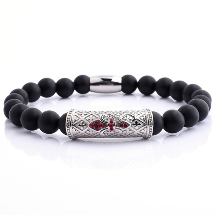 Bracelet Yoga Acier 316 L et Perles d'Onyx