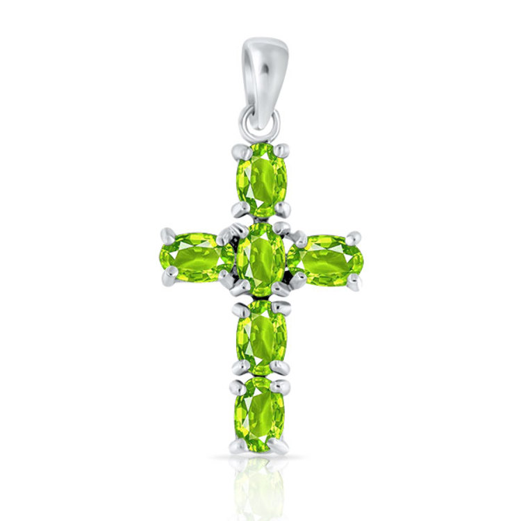 Pendentif Croix Argent 925 Péridots