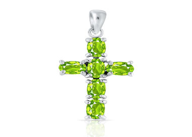 Pendentif Croix Argent 925 Péridots