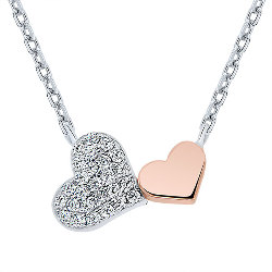 Collier Coeur Argent 925 2 tons Plaqué Or Rose