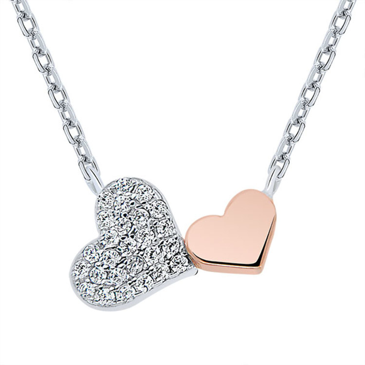 Collier Coeur Argent 925 2 tons Plaqué Or Rose