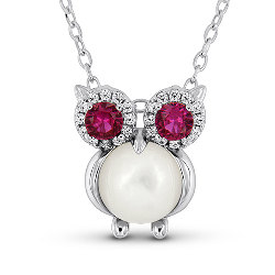 Collier Hibou Chouette Argent 925 Pierre de Lune