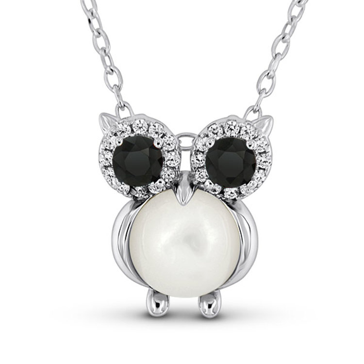 Collier Hibou Chouette Argent 925 Pierre de Lune