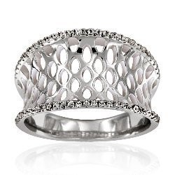 Bague Argent 925/1000 bordée Oxydes de Zirconium