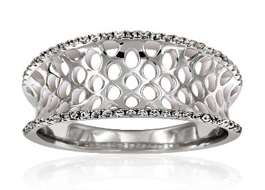 Bague Argent 925/1000 bordée Oxydes de Zirconium