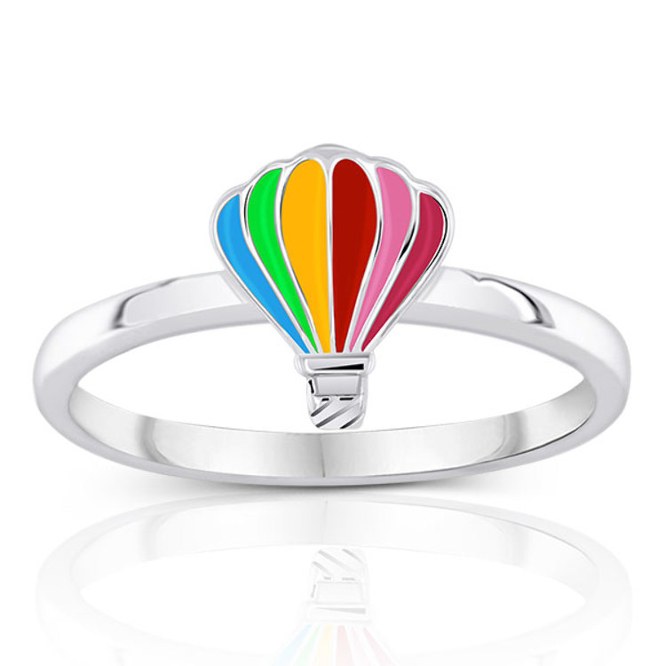 Bague Enfant Montgolfière Émail Multicolore en Argent 925