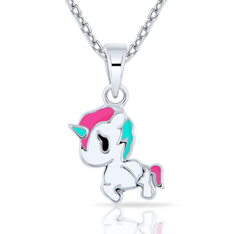 Collier Enfant Licorne Argent 925 Émail