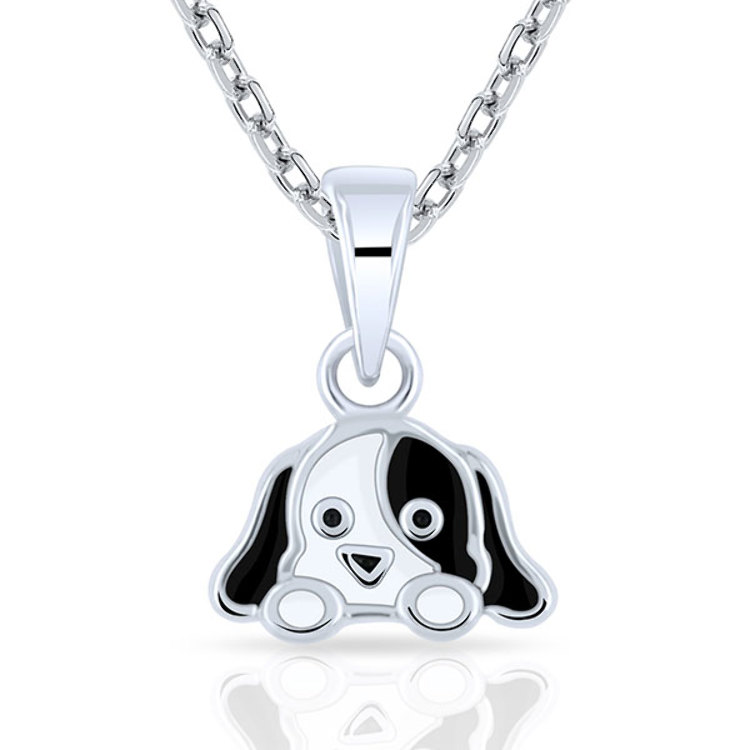 Collier Enfant Petit Chien Émail en Argent 925