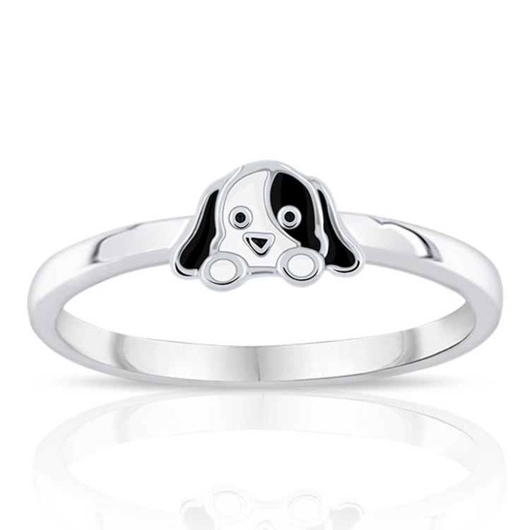 Bague Enfant Petit Chien Émail en Argent 925