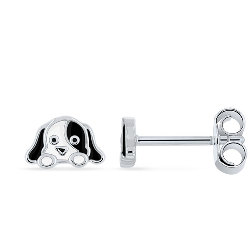 Boucles d'Oreilles Enfant Petit Chien Émail en Argent 925