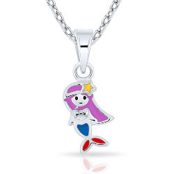 Collier pour Enfant Sirène Argent 925 et Émail