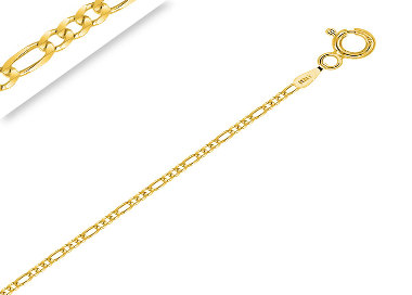 Chaîne de Cheville Argent 925/1000 Plaqué Or Figaro (1+3) 1.5 mm