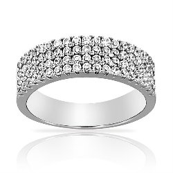 Bague Argent 925/1000 Oxydes de Zirconium 4 rangs